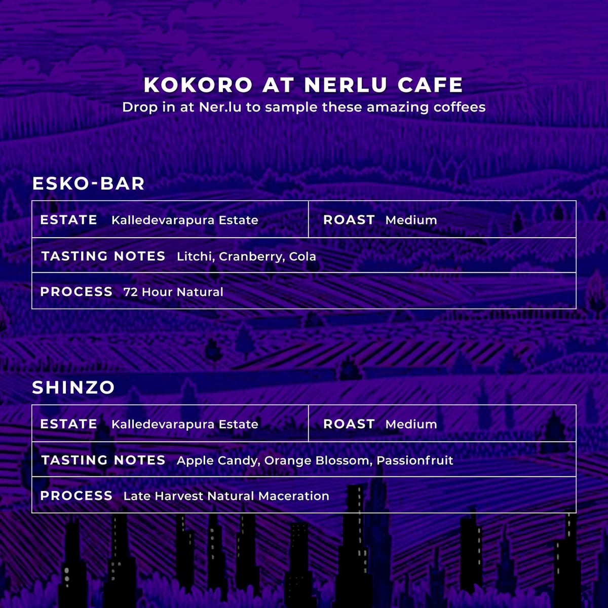 Menu photo from Kokoro Coffee (Roasted by Beanrove) — Kalledevarapura Estate