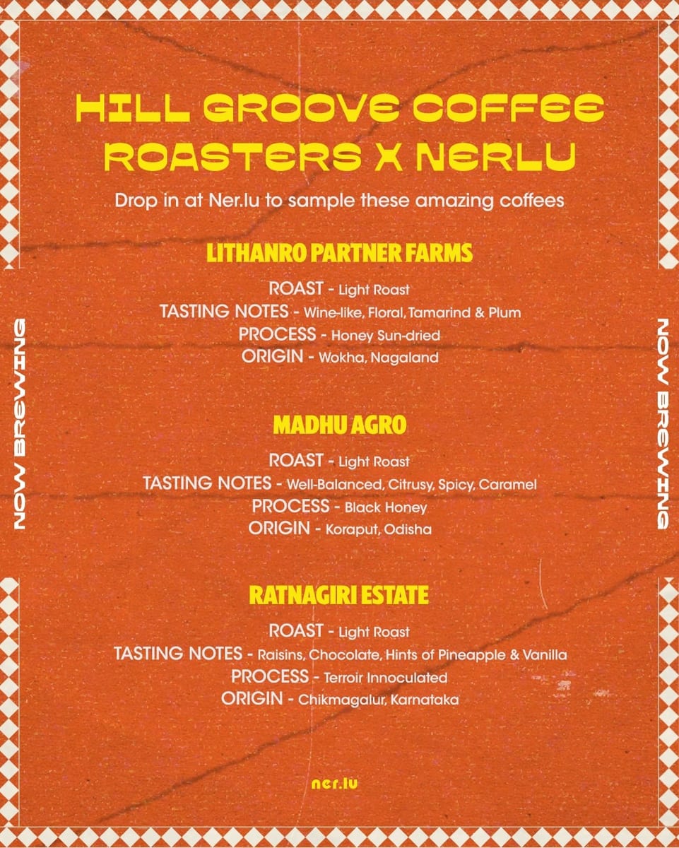 Menu photo from Hill Groove Coffee Roasters