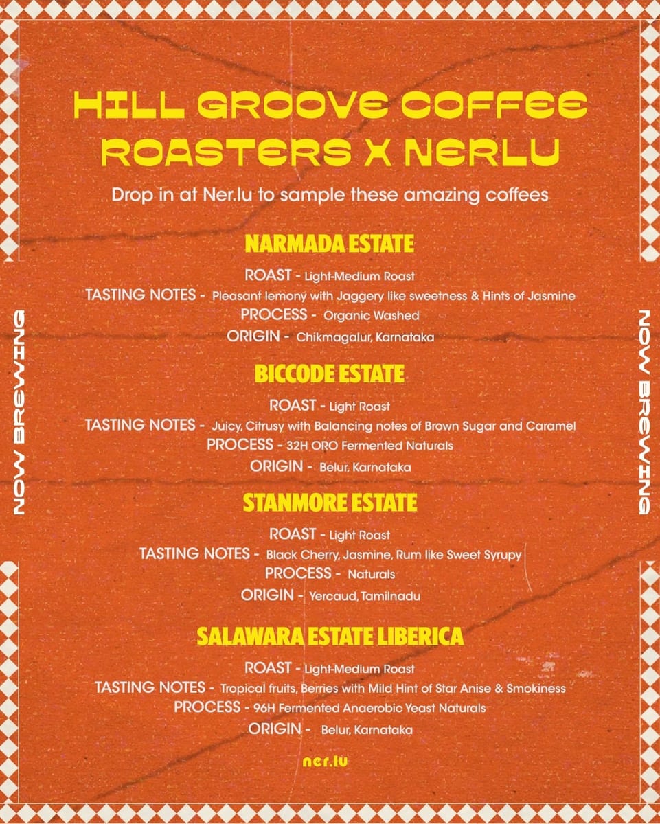 Menu photo from Hill Groove Coffee Roasters